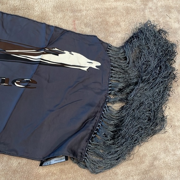 Hermes silk shawl scarf w fringe 64X12 inches - Picture 8 of 9